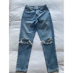 TOPSHOP - NWOT - Double Knee Rip Mom Jeans in Blue (Never Been Worn)